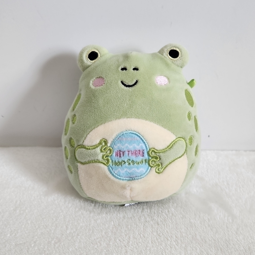 Squishmallow 5" Zhen Light Green Spotted Frog Easter Egg Plush Stuffie Kellytoy